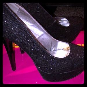 Black and silver heels